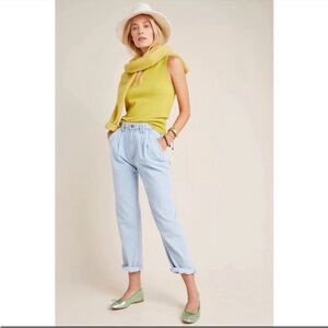 Paige Parisun Pleated Trouser Cuff Denim Jeans Size 27